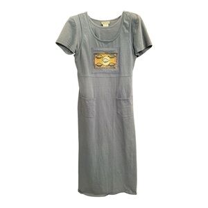 VTG Nina Piccalino 2 Piece Size 8 Long Maxi Dress Blue W/Shirt Underneath